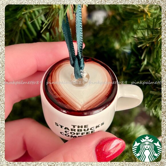 🎄☕ NIB/NWT 2025 Starbucks Glass Latte Christmas Tree Ornament Dated - Picture 3 of 6